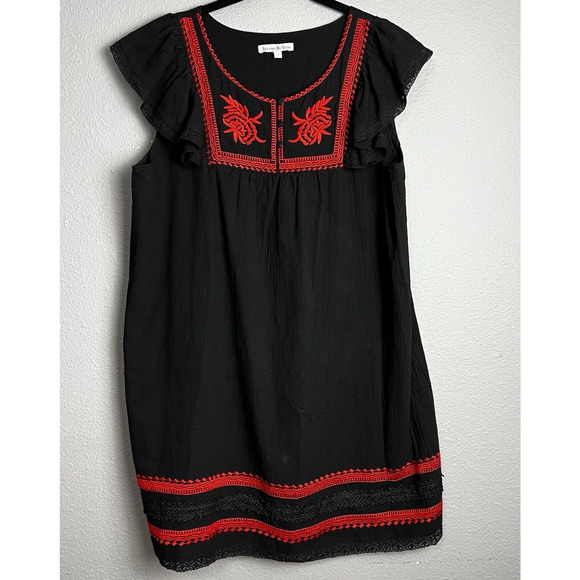 See & Be Seen Floral Embroidered Mini Sheath Dress Dark Romantic Whimsical Artsy - Picture 1 of 13